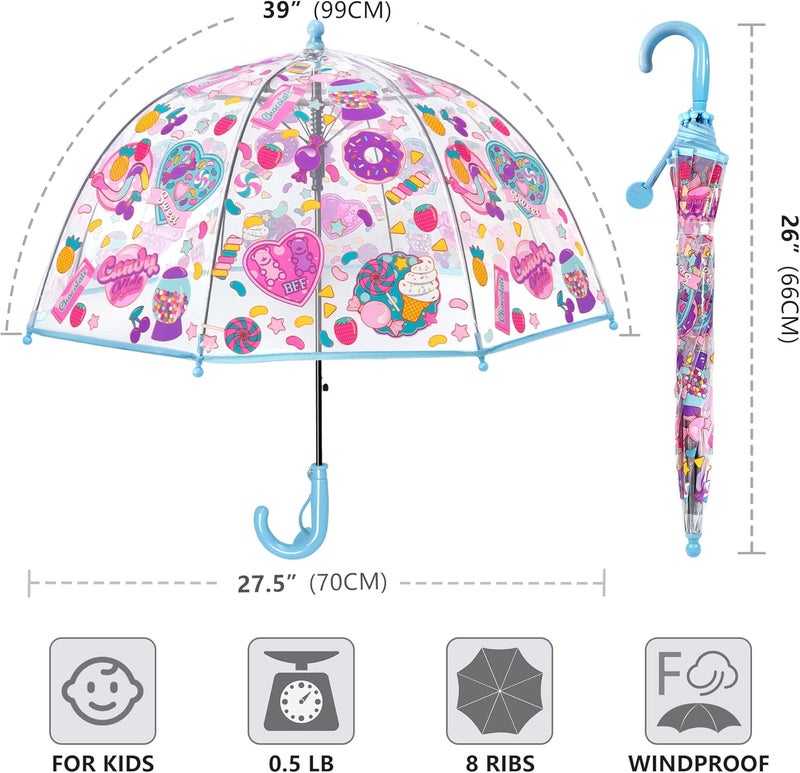 RONIARE Kids Umbrella Clear Bubble Umbrellas for Rain,Safety Dome Windproof Umbrella for Kid Girls and Boys - Image 5
